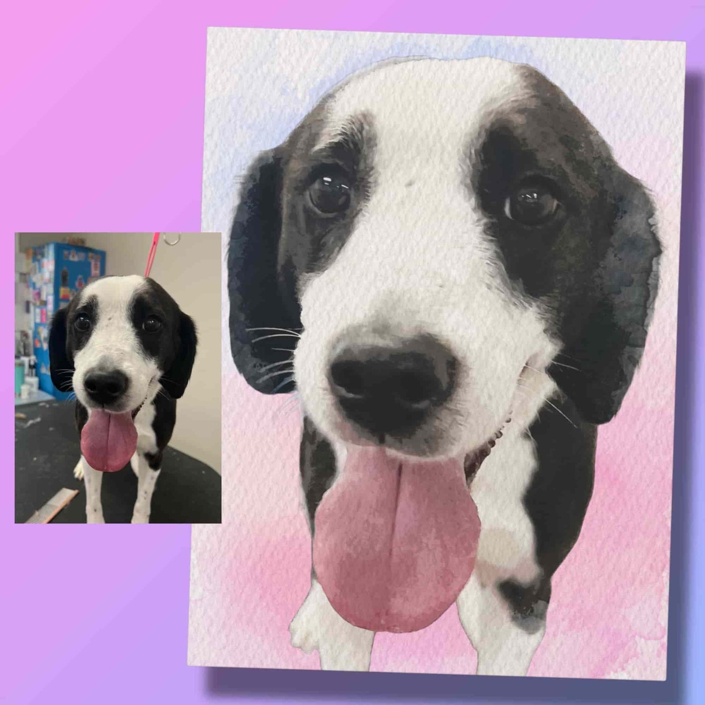 Custom Watercolor Pet Portrait – Matte Canvas Print