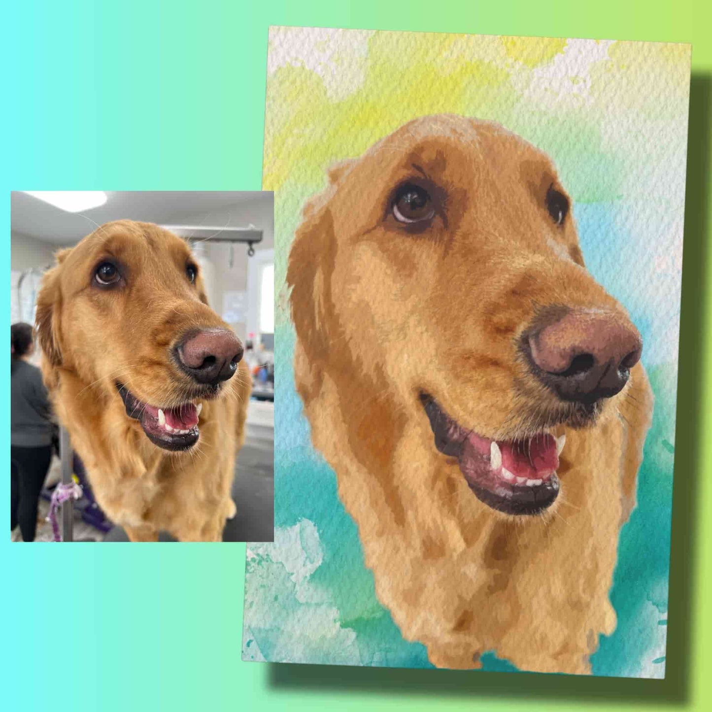 Custom Watercolor Pet Portrait – Matte Canvas Print