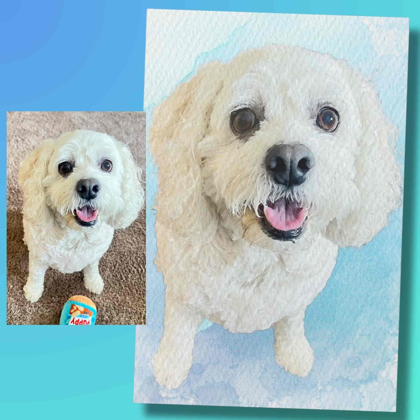 Custom Watercolor Pet Portrait – Matte Canvas Print