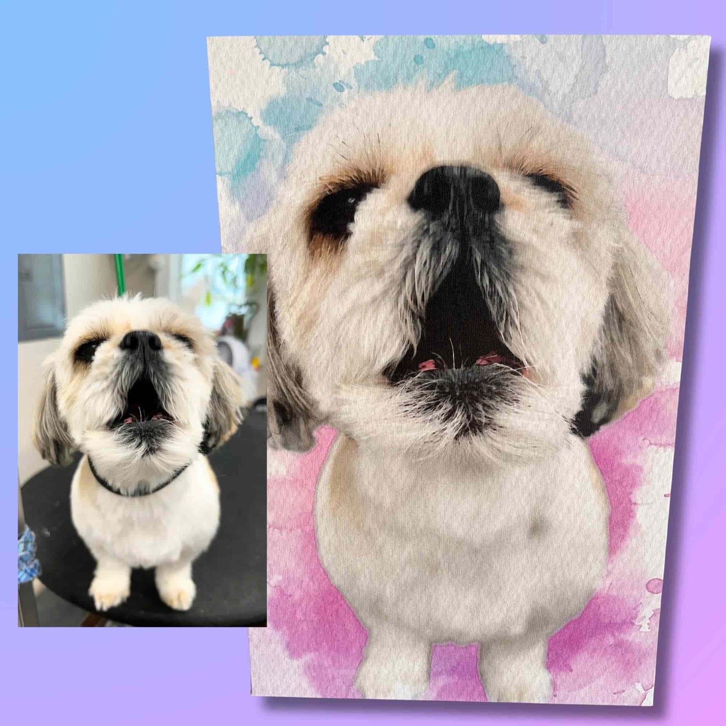 Custom Watercolor Pet Portrait – Matte Canvas Print