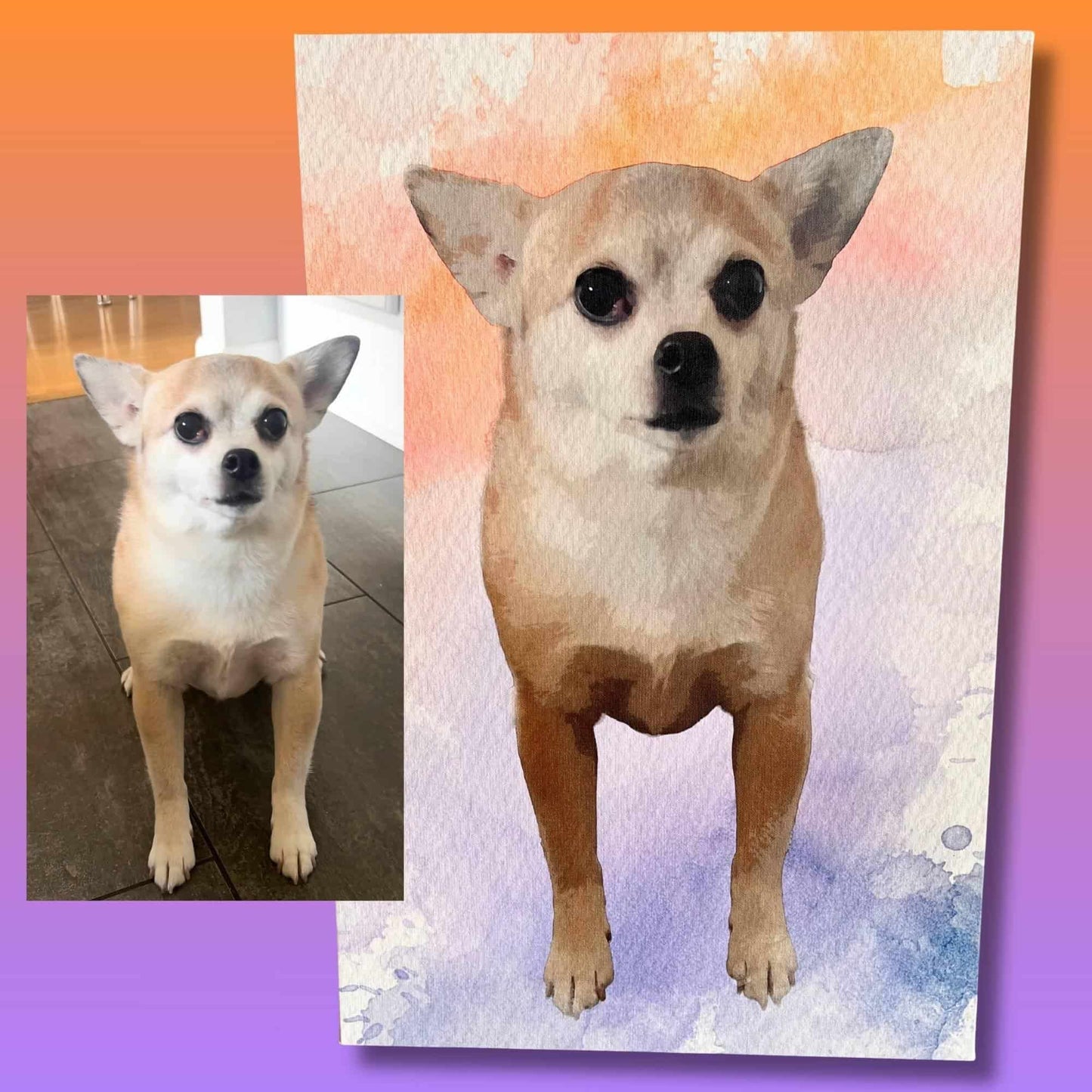 Custom Watercolor Pet Portrait – Matte Canvas Print