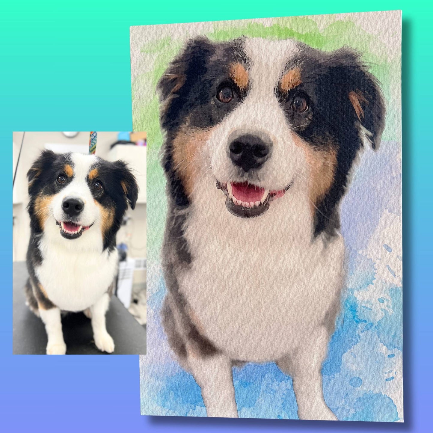 Custom Watercolor Pet Portrait – Matte Canvas Print