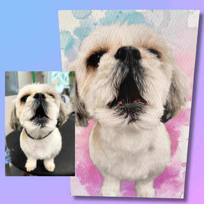 Custom Watercolor Pet Portrait –  Matte Canvas Print